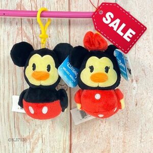 Duckalooz Disney Plush Duck Clip On Key Chain Mickey & Minnie Mouse Set NWT